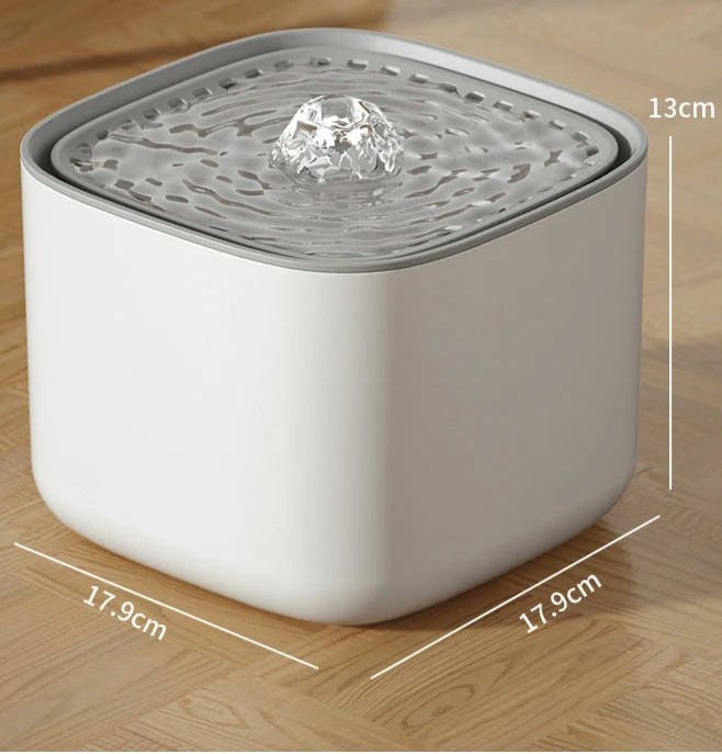 Distributeur d’Eau 3L pour Chats – Eau Filtrée en Continu, Silencieux et Rechargeable Via USB Dimension