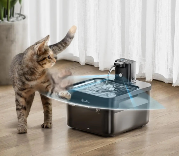 Fontaine à Eau pour Chat 2,5 L – Automatique 2 en 1, Sans fil, Capteur Intelligent, Eau Filtrée (1)