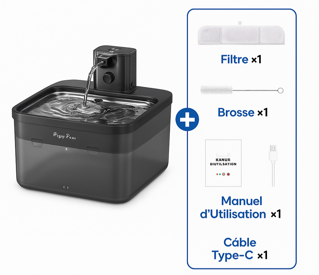 Fontaine à Eau pour Chat 2,5 L – Automatique 2 en 1, Sans fil, Capteur Intelligent, Eau Filtrée (5)