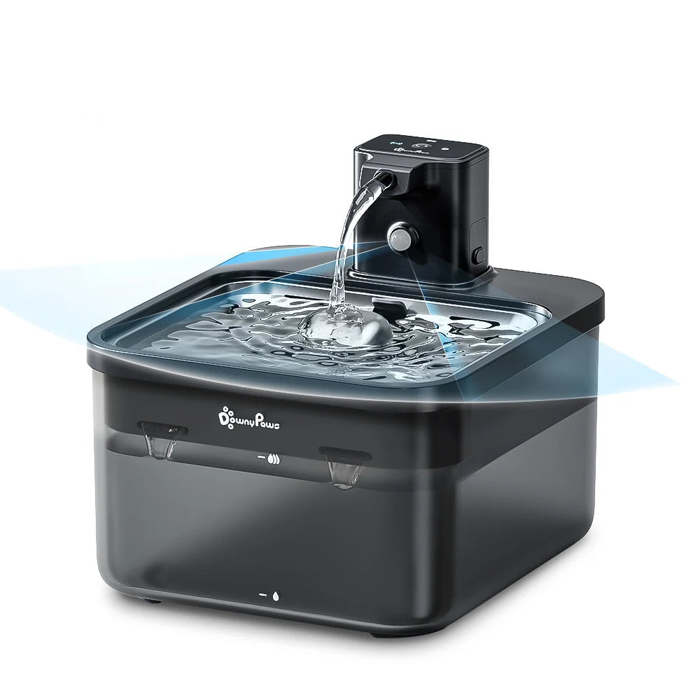Fontaine à Eau pour Chat 2,5 L – Automatique 2 en 1, Sans fil, Capteur Intelligent, Eau Filtrée