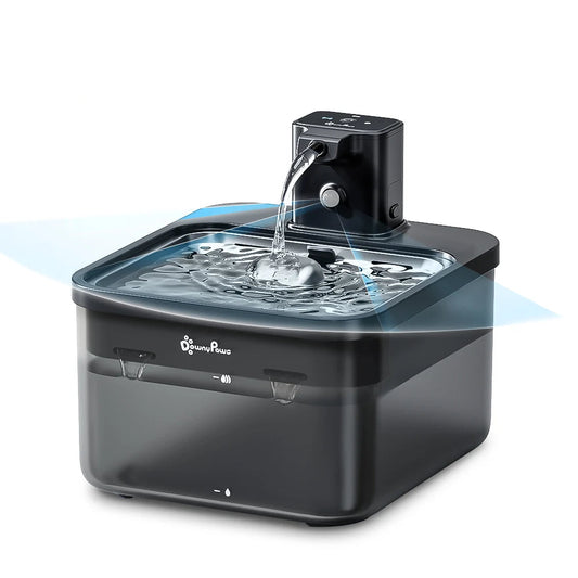 Fontaine à Eau pour Chat 2,5 L – Automatique 2 en 1, Sans fil, Capteur Intelligent, Eau Filtrée